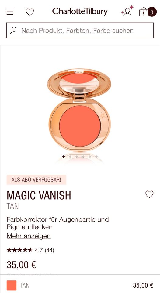 NEU Charlotte Tilbury Magic Vanish! Nr. 3/Tan/Doré in Aichtal