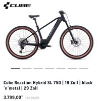 CUBE REACTION HYBRID SL 750 E-Bike mit Zubehör NP:4300€ NUR 762KM Baden-Württemberg - Tettnang Vorschau