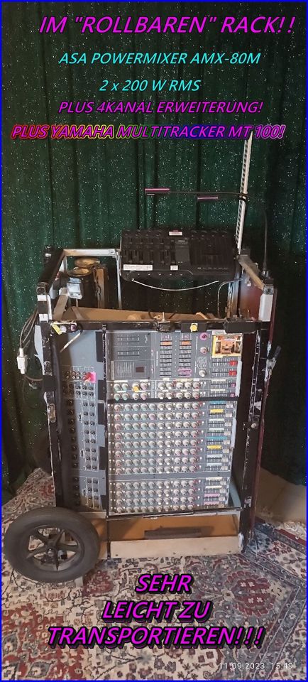 ASA POWERED MIXER AMX-80M / ROLLBARES RACK + 4KANAL ERWEITERUNG! in Dörentrup