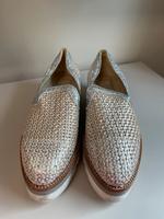MALÓ Italien - hochwertige Leder Geflecht Schuhe 38 - silber gold Bayern - Bad Kissingen Vorschau