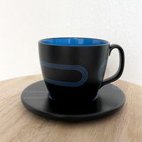 Ikea Sorla Jumbo Tasse ✨ Retro Becher + Untertasse ✨ schwarz blau Kiel - Mettenhof Vorschau