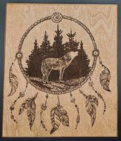 Holz Traumfänger Wolf Country Handarbeit Lasergravur 12,5 x 14,5 Bayern - Bruckberg bei Landshut Vorschau