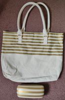 Strandtasche mit Brillenetui gold gestreift Canvas Style Niedersachsen - Braunlage Vorschau