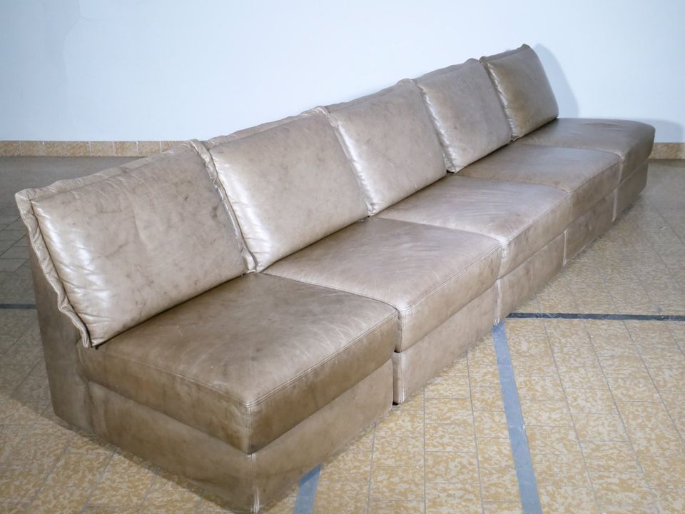 Mid-Century Design Leder Modul sofa true Vintage Couch 70er Jahre in Mainz