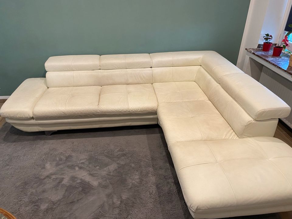 Leder Couch Sofa Creme beige echtleder gut gepflegt in Oberhausen