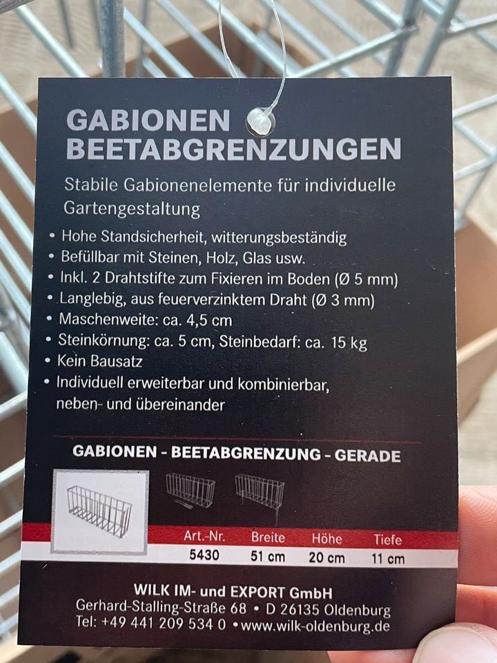 Mini Gabionen, 6 gerade Maße 51x20x11cm in Fehmarn