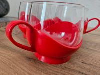 3 Teegläser im Halter von Melitta Glas Kunststoff rot 70er Jahre Bayern - Grafenwöhr Vorschau