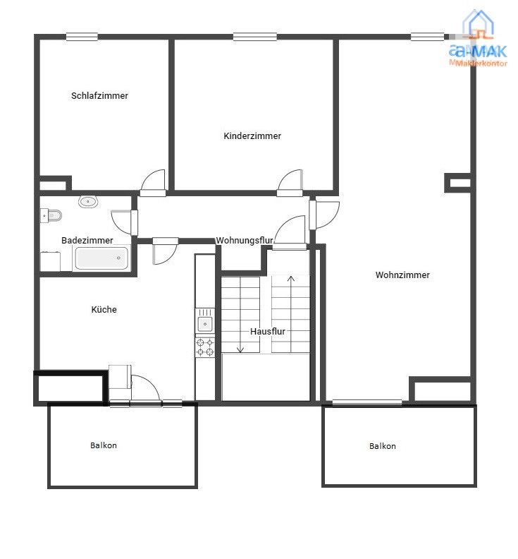 Vermietete 3-Zimmer-Eigentumswohnung mit Stellplatz und zwei Balkonen in Köthen zu verkaufen in Köthen (Anhalt)