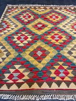 Afghan Kelim 109x98 Kilim Teppich rug carpet rot gelb geometrisch Berlin - Wilmersdorf Vorschau