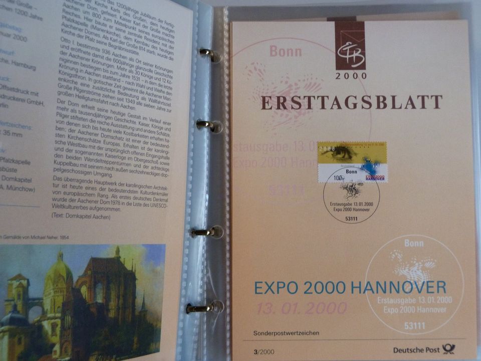 ETB Briefmarken Ersttagsblätter im Ringbinder Deutsche Post 2000 in Billerbeck