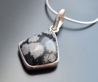 925 Sterling Silber Halskette Schneeflocken Obsidian Anhänger Ech Niedersachsen - Hessisch Oldendorf Vorschau