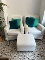IKEA Ektorp Sessel 2x mit Hocker in weiß zu verkaufen Berlin - Neukölln Vorschau