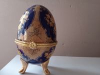 Schmuck Ei Porzellan Faberge Art Osterei Pillendose blau/gold Baden-Württemberg - Rottenacker Vorschau