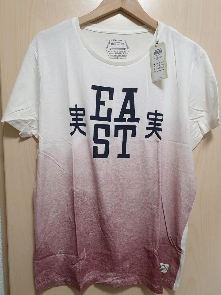Jack&Jones T-Shirt, Herren, Größe S,weiß-rot "Japan Tee" in Ilmenau