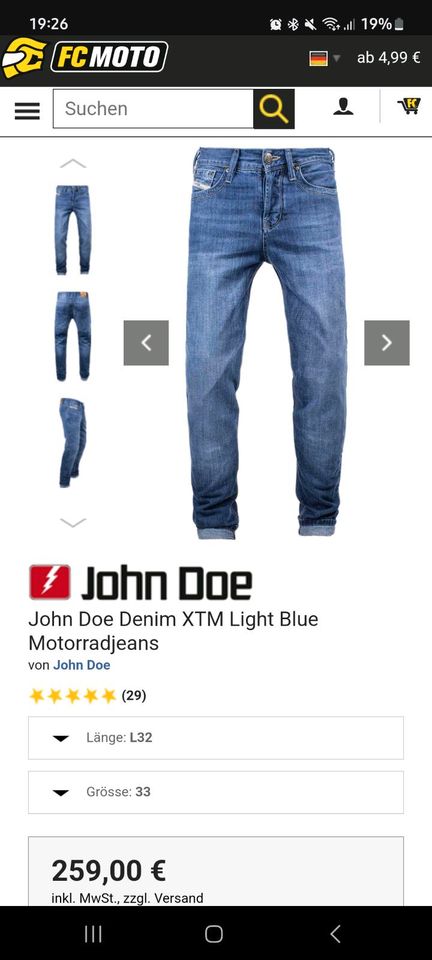 John Doe - Kamikaze - Kevlar Jeans, blau W33/L32 I NEUWERTIG in Frankfurt am Main