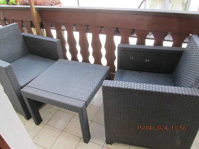 ALLIBERT Terrassenset, Balkonset, Tisch, 2 Sessel, Rattan in Oberzissen