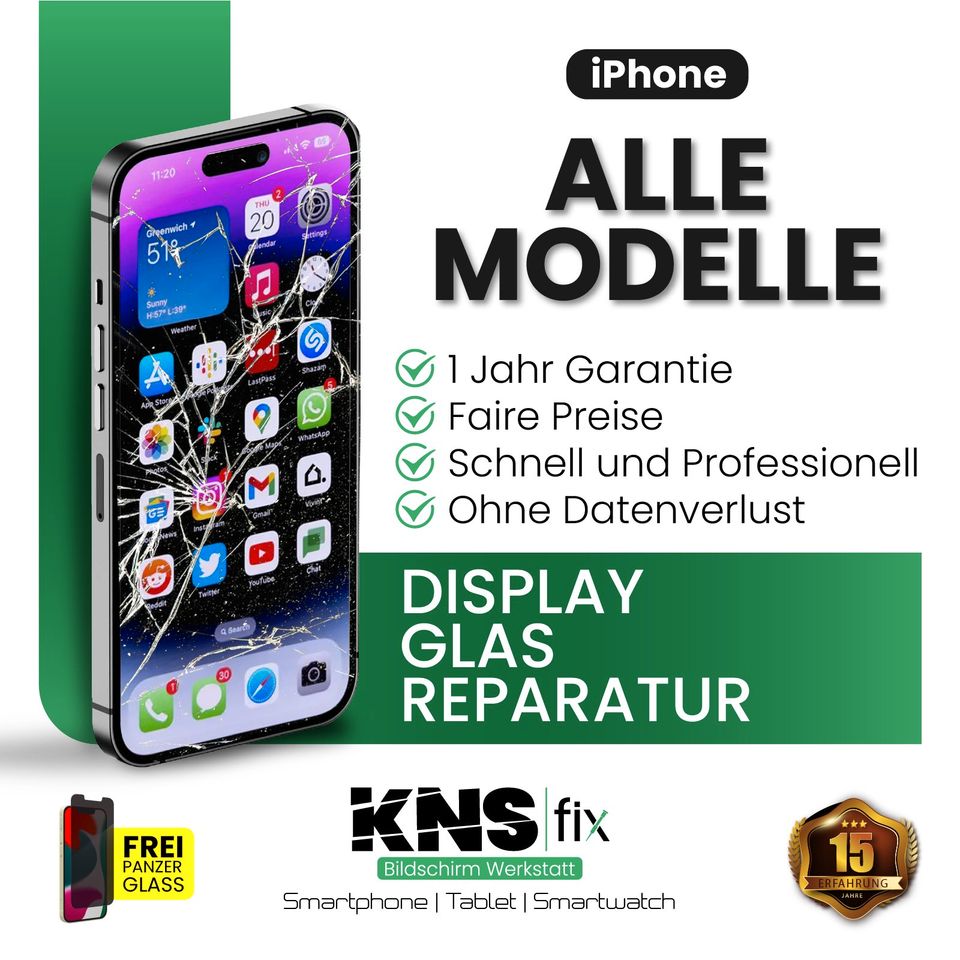 ♻️⭐️ Apple iPhone Display Frontglas Austausch Reparatur 14 Pro Max 13 Pro 12 Pro 11 Pro XS Max XR X 8 7 6 Plus Handyreparatur ⭐️ in Solingen