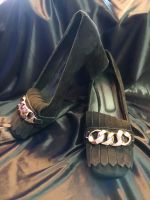 Evaluna Pumps Gr. 38 im Loaferstyle Velourleder Fransen Nordrhein-Westfalen - Neukirchen-Vluyn Vorschau