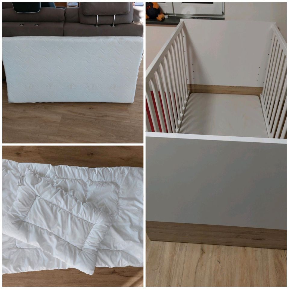 Paidi Kinderbett, Matratze, kopfkissen und Decke in Lohr (Main)