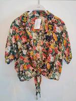 Vintage Shirt Retro Bluse Blumen Cropped Köln - Weiß Vorschau