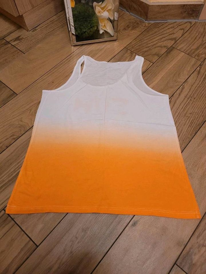 ✨️✨️TOP Damentop Top Trägershirt Orange weiß Gr. 40 42 M in Schwarzenfeld