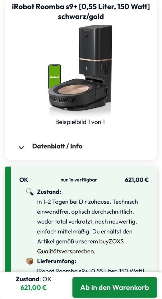 iRobot Roomba s9+ Saugroboter!, optisch überholt aber hat Fehler! in Dorfen