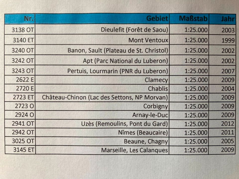 14 IGN Wanderkarten / 1:25.000 / Frankreich / Serie bleue in Ockenfels