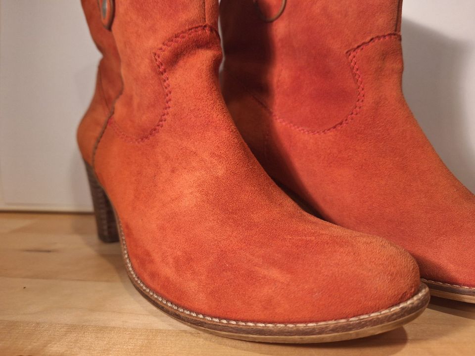 Varese Stiefeletten Gr.39 Leder Lachsfarbe Orange Knöchelhoch in Heidelberg