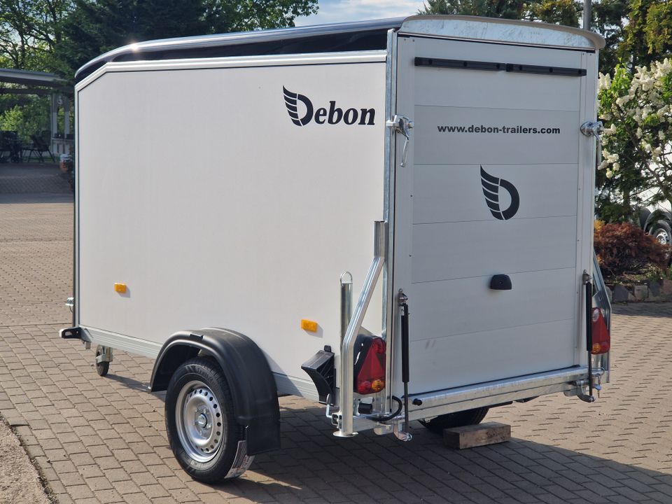 Debon C255 Roadster Plywood-Kofferanhänger | 750kg ungebremst | Rampen-Türkombination in Neundorf