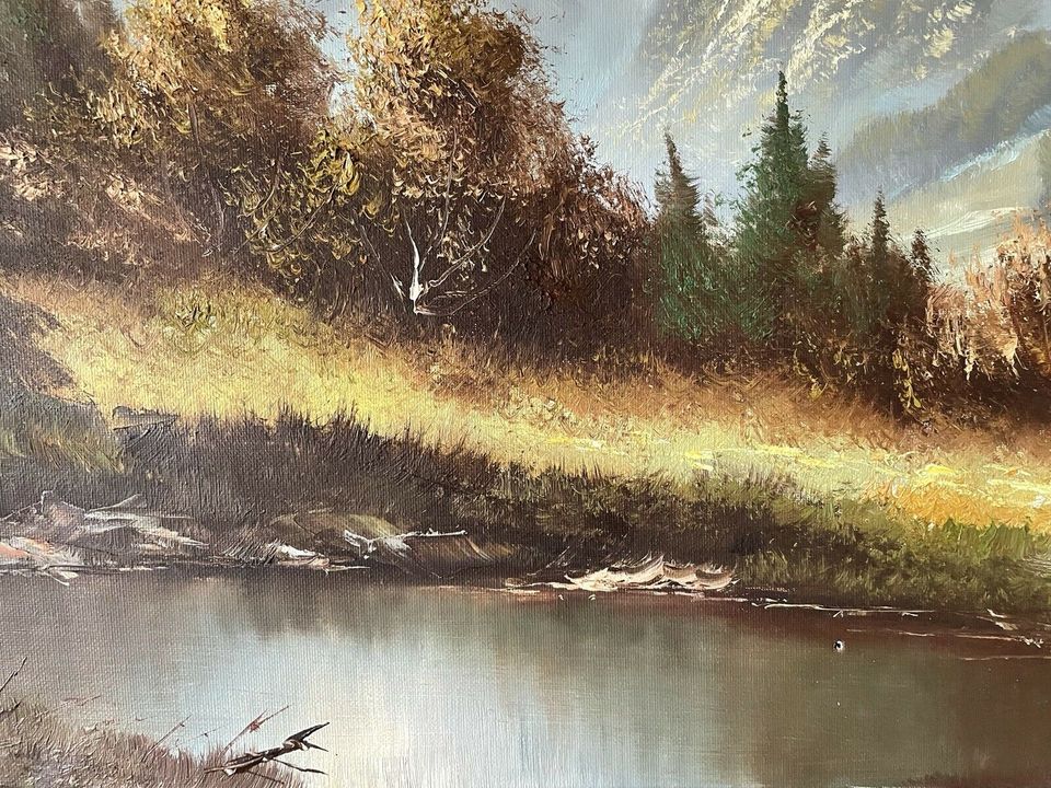 Antik Ölgemälde Öl Leinwand Landschaft Bild Gemälde Watzmann in Hagen