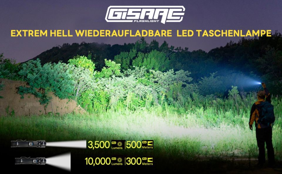 Gisaae Taktische Taschenlampe Led Aufladbar 10000 Lumen Neu in Schwerte