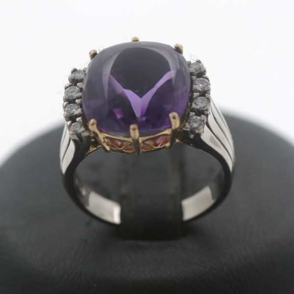 Ring 750 Gold 18 Karat Amethyst 0,25 CT Brillant juweliero.de in Köln