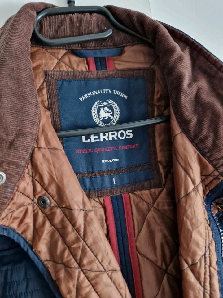 Lerros Herren Jacke L blau Cognac braun in Freudenberg