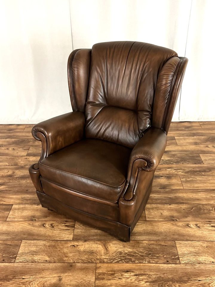 Chesterfield Ledersessel Vintage Ohrensessel Wingback Sessel in Hüllhorst