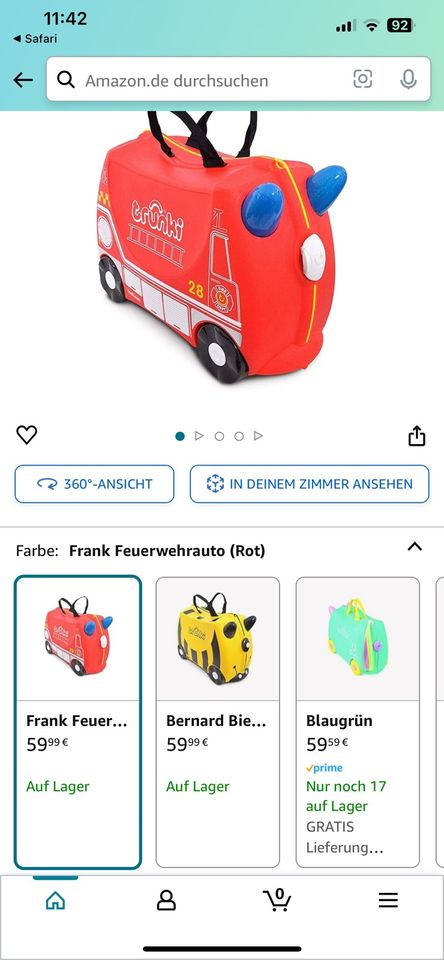 Trunki Kinder Koffer Feuerwehr rot trolley NP60€ in Hanau