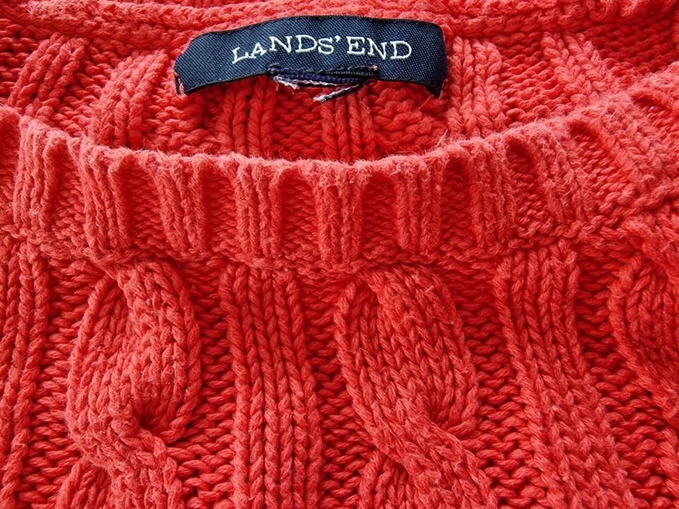 Lands End Pullover Zopfstrick M 38 40 Baumwolle orange in Wolfratshausen