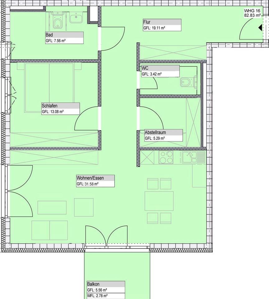 *Seniorengerechtes Wohnen* Neuwertige 2 Zimmer mit modernen Schnitt, Einbauküche und Balkon in ruhiger Lage in Groß-Gerau