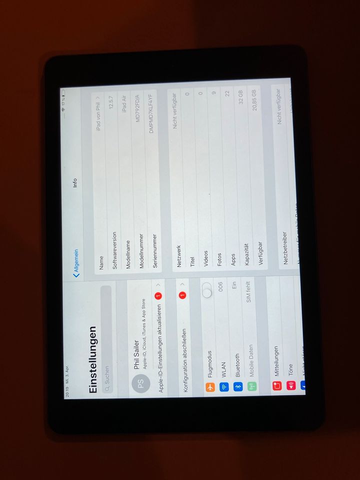 iPad Air 32 GB wifi sim Modell MD792 in Rottenburg am Neckar