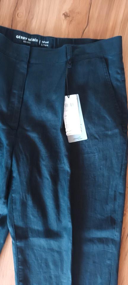 Damenhose, Hose, "Gerry Weber", Gr. 44, Neu, Natur-Leinen, blau in Schweigen-Rechtenbach