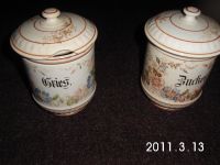 2 Vorratsdosen für Gries und Zucker mit Deckel, Keramik, antik, Dresden - Loschwitz Vorschau