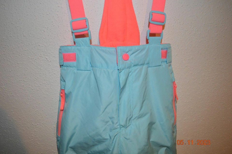 Mädchen Skihose Schneehose Größe 116 Hellblau neon orange rosa in Reinsdorf