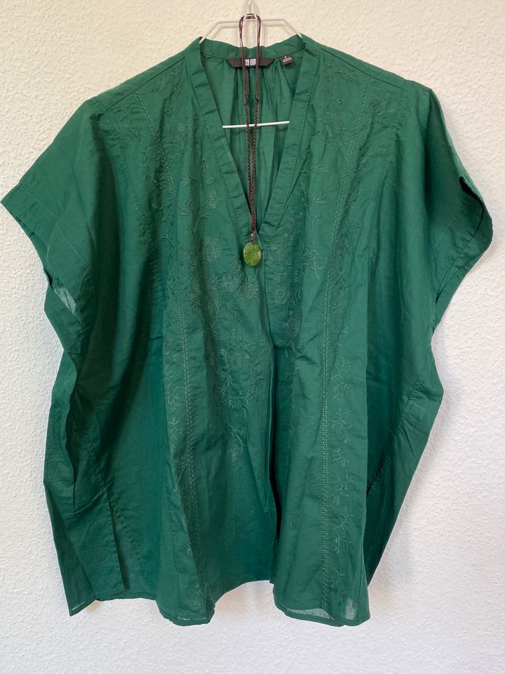 Uniqlo Tunika Kaftan Shirt Gr. L + Yin Yang Stein Halskette grün in Berlin