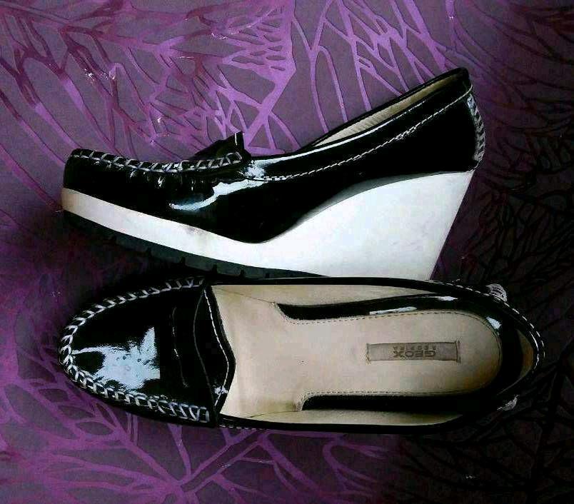 GEOX respira Mokassin Wedges Lackleder Keilabsatz weiß 36 in Düsseldorf