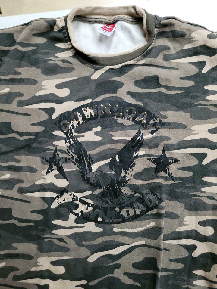 Langarm Shirt Camouflage mit Adler - Motiv und Nieten, Größe 182 in Pfinztal