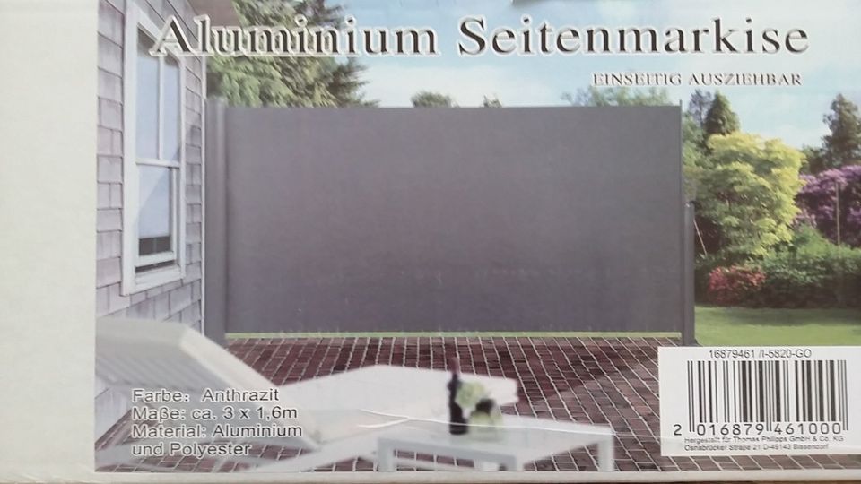 Seitenmarkise Aluminium 300 x 160 cm anthrazit 1 Stück neu in Gera