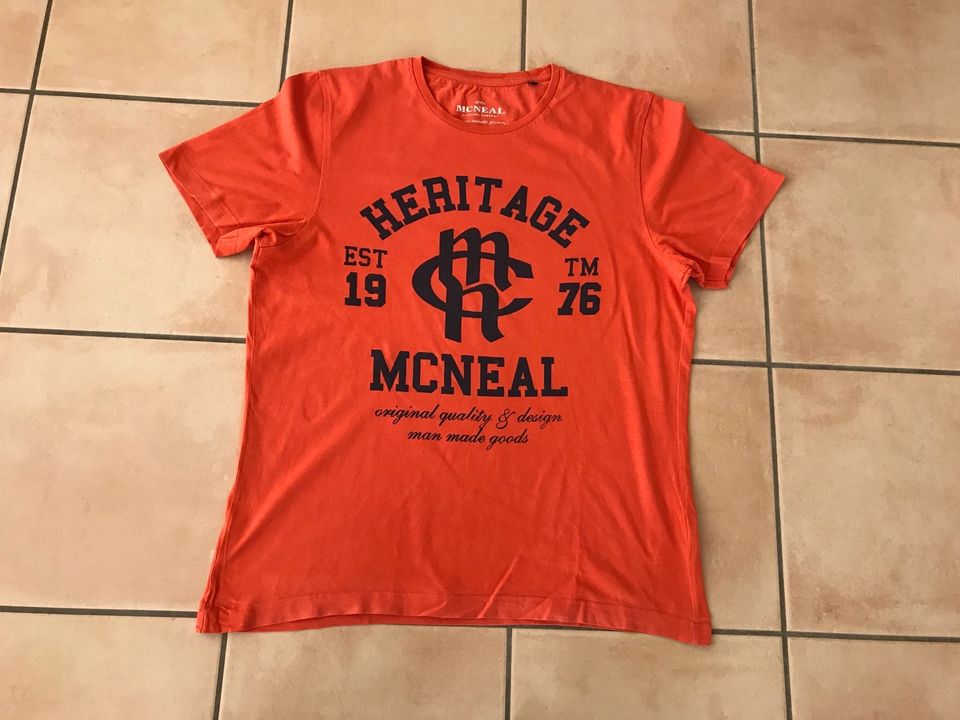 McNeal Herren T-Shirt Gr. L orange mit dunklem Aufdruck 1976 in Brücken (Pfalz)