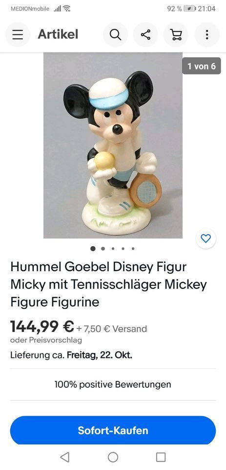 Sammlungsauflösung Disney Mickey Mouse "GOEBEL" in Krefeld