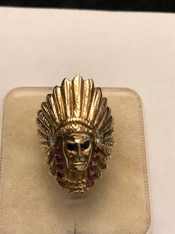 Gold Ring Indianer Diamanten Rubine Saphire 585 14k schön in Berlin