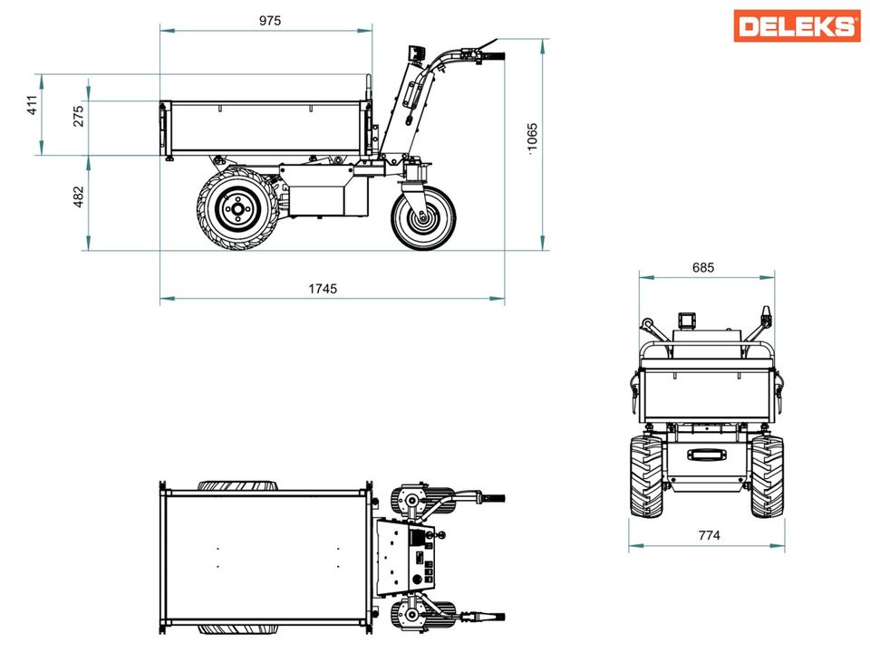 Elektrische Schubkarre Minidumper manuell kippen DELEKS® XE-500f in Pfaffenhofen a. d. Glonn