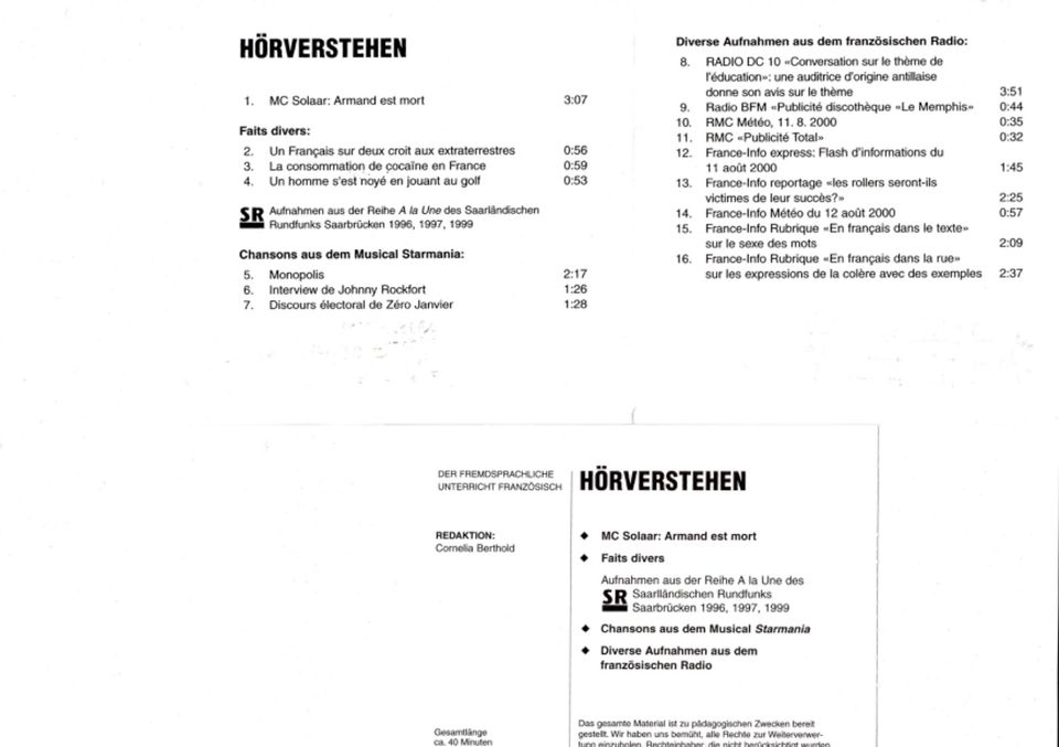 Hörverstehen_DFU Französisch 145+85+77+48 in Löningen